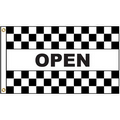 Open Black & White Checkered 3' x 5' Message Flag with Heading and Grommets